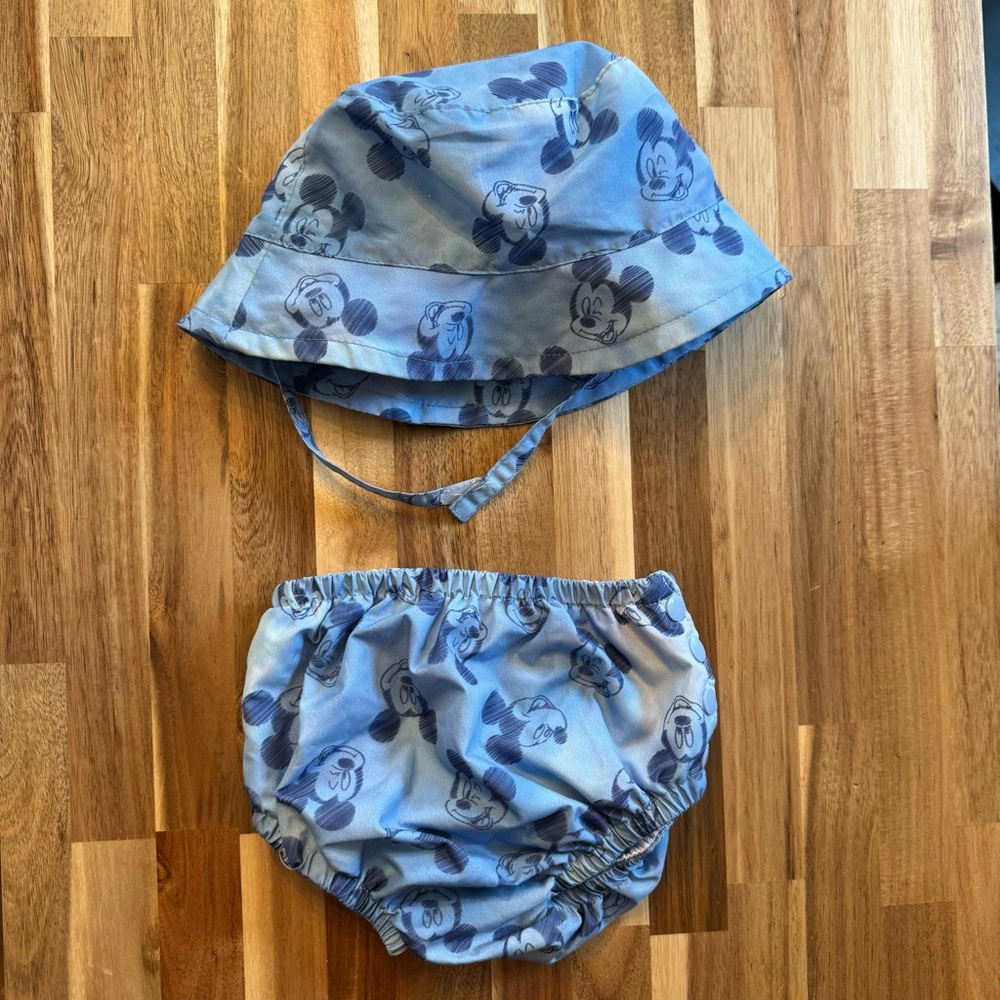 Disney Mickey Mouse Baby Swim Diaper and Bucket Hat Set Blue 18M